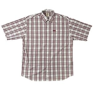 G Unit Button Down Shirt Mens 2XB Plaid Red White Grey Heavy Weight Y2K Hip Hop